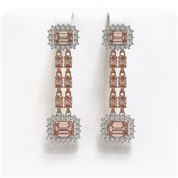 10.92 ctw Morganite & Diamond Earrings 14K Rose Gold - REF-290A5N
