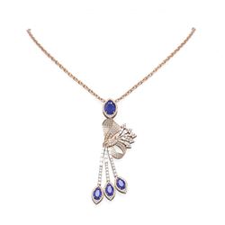 9.99 ctw Sapphire & Diamond Necklace 18K Rose Gold - REF-418H2R