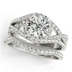 2.15 ctw Certified VS/SI Diamond 2pc Set Solitaire Halo 14k White Gold - REF-528G8W