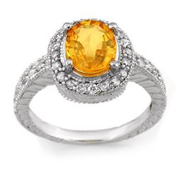 2.90 ctw Yellow Sapphire & Diamond Ring 14k White Gold - REF-98N2F