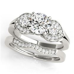 1.8 ctw Certified VS/SI Diamond 3 Stone 2pc Wedding Set 14k White Gold - REF-390A8N