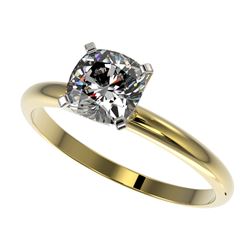 1 ctw Certified VS/SI Quality Cushion Cut Diamond Ring 10k Yellow Gold - REF-243K2Y