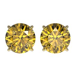 2.57 ctw Certified Intense Yellow Diamond Stud Earrings 10k Yellow Gold - REF-349K8Y