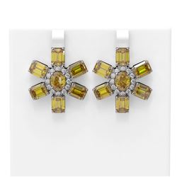 30 ctw Canary Citrine & Diamond Earrings 18K White Gold - REF-207M6G