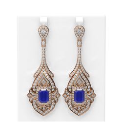 21.43 ctw Sapphire & Diamond Earrings 18K Rose Gold - REF-890M9G