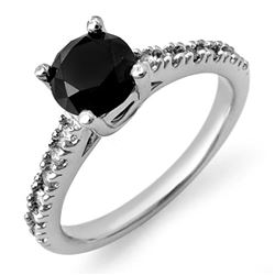 1.72 ctw VS Certified Black & White Diamond Ring 14k White Gold - REF-79A6N