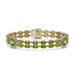 17.64 ctw Peridot & Diamond Bracelet 14K Rose Gold - REF-256G5W