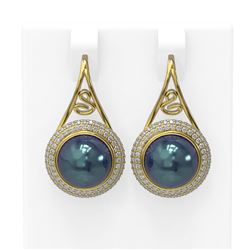 1.31 ctw Diamond & Pearl Earrings 18K Yellow Gold - REF-185W5H