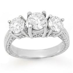 1.50 ctw Certified VS/SI Diamond 3 Stone Ring 18k White Gold - REF-255Y3X