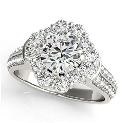 2 ctw Certified VS/SI Diamond Halo Ring 18k White Gold - REF-202M5G