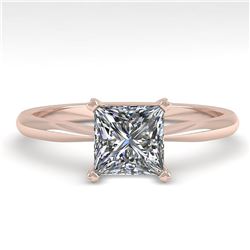 1 ctw Princess Cut VS/SI Diamond Engagment Ring 18k Rose Gold - REF-233H2R