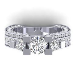 5.5 ctw VS/SI Diamond Art Deco 3 Stone Micro Ring 14k White Gold - REF-604F5M