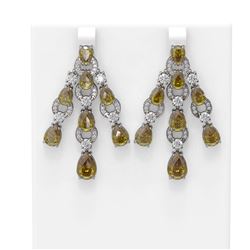 17.84 ctw Canary Citrine & Diamond Earrings 18K White Gold - REF-368N9F