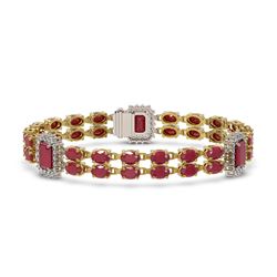 19.49 ctw Ruby & Diamond Bracelet 14K Yellow Gold - REF-269G3W