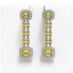 10.46 ctw Citrine & Diamond Earrings 14K White Gold - REF-192F8M