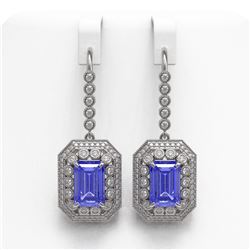 11.66 ctw Tanzanite & Diamond Victorian Earrings 14K White Gold - REF-672G8W