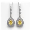 Image 1 : 8.15 ctw Canary Citrine & Diamond Victorian Earrings 14K White Gold - REF-244N8F