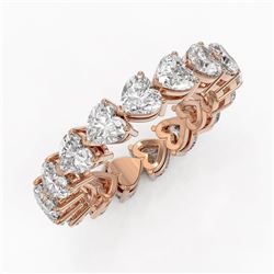 4.42 ctw Heart Diamond Designer Eternity Ring 18K Rose Gold - REF-890F5M