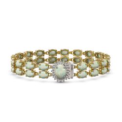 17.42 ctw Opal & Diamond Bracelet 14K Yellow Gold - REF-336K4Y