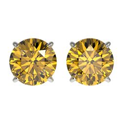 2.11 ctw Certified Intense Yellow Diamond Stud Earrings 10k White Gold - REF-294R5K