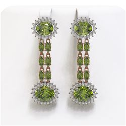 11.78 ctw Tourmaline & Diamond Earrings 14K Rose Gold - REF-236A4N