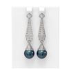 Image 1 : 1.55 ctw Diamond & Pearl Earrings 18K White Gold - REF-224M4G