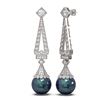 Image 2 : 1.55 ctw Diamond & Pearl Earrings 18K White Gold - REF-224M4G