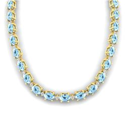 49.85 ctw Aquamarine & VS/SI Diamond Eternity Necklace 10k Yellow Gold - REF-618G2W