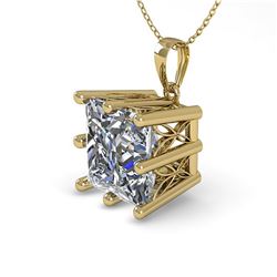 1 ctw Certified VS/SI Princess Diamond Necklace 18k Yellow Gold - REF-285K2Y