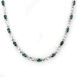 9.02 ctw Blue Sapphire & Diamond Necklace 10k White Gold - REF-78F2M