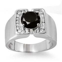 2.33 ctw VS Certified Black & White Diamond Men's Ring 10k White Gold - REF-107X3A