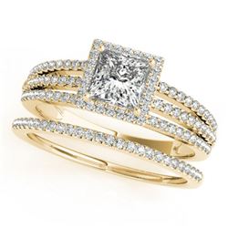 1.05 ctw Certified VS/SI Princess Diamond 2pc Set Halo 14k Yellow Gold - REF-120M8G