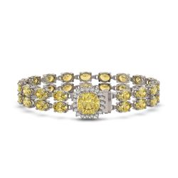 14.21 ctw Citrine & Diamond Bracelet 14K White Gold - REF-178H2R