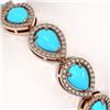Image 3 : 13.19 ctw Turquoise & Diamond Micro Pave Halo Bracelet 10k Rose Gold - REF-305N8F
