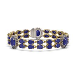 34.17 ctw Sapphire & Diamond Bracelet 14K Yellow Gold - REF-247R2K