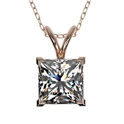 1.25 ctw Certified VS/SI Quality Princess Diamond Necklace 10k Rose Gold - REF-325W2H