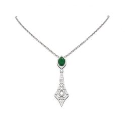 5.1 ctw Emerald & Diamond Necklace 18K White Gold - REF-340K2Y