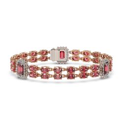 17.79 ctw Tourmaline & Diamond Bracelet 14K Rose Gold - REF-305R3K