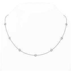 3.63 ctw Diamond Station Necklace 18K White Gold - REF-525Y3X