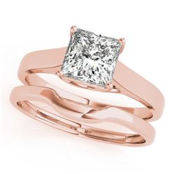 0.75 ctw VS/SI Princess Diamond 2pc Wedding Set 14k Rose Gold - REF-153X4A