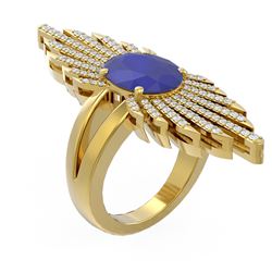 5.07 ctw Sapphire & Diamond Ring 18K Yellow Gold - REF-263W6H