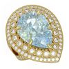 Image 1 : 18.04 ctw Certified Sky Topaz & Diamond Victorian Ring 14K Yellow Gold - REF-251W6H