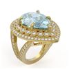 Image 2 : 18.04 ctw Certified Sky Topaz & Diamond Victorian Ring 14K Yellow Gold - REF-251W6H