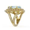 Image 3 : 18.04 ctw Certified Sky Topaz & Diamond Victorian Ring 14K Yellow Gold - REF-251W6H
