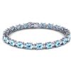 Image 1 : 15.9 ctw Aquamarine & VS/SI Diamond Eternity Bracelet 10k White Gold - REF-161G8W