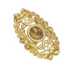 7.82 ctw Canary Citrine & Diamond Ring 18K Yellow Gold - REF-280G4W