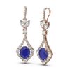Image 2 : 10.73 ctw Sapphire & Diamond Earrings 18K Rose Gold - REF-490X9A