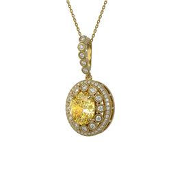 7.66 ctw Canary Citrine & Diamond Victorian Necklace 14K Yellow Gold - REF-143W6H