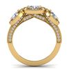 Image 3 : 2.25 ctw Certified VS/SI Diamond 3 Stone Micro Ring 14k Yellow Gold - REF-236F2M