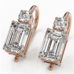 1.25 ctw Emerald Cut Diamond Designer Earrings 18K Rose Gold - REF-229A5N
